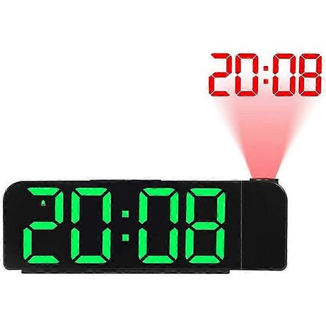 Réveil projecteur rotatif à 180°, affichage numérique LED 12/24 h, chargement USB, projecteur de plafond. (1/5)