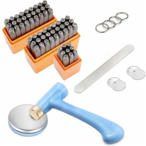 Kit d'estampage en Métal 63PCS, Ensemble de Poinçons Chiffres et Lettres 3mm, Alphabet A-Z, a-z, Chiffres 0-9 & Symboles, Estampes pour Bijoux Outils de Poinçonnage pour Métal Bois Cuir DIY