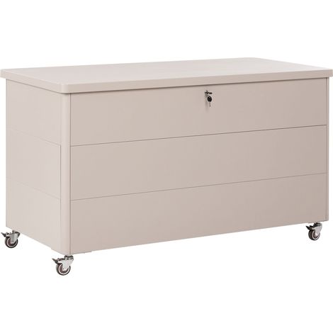 Aufbewahrungsbox KYMI 136 cm 55 cm Metall mit Rädern Beige (1/5)