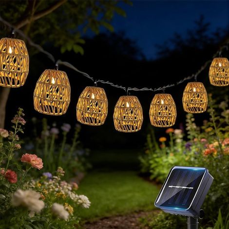 10 Pièces Guirlande Lumineuse Solaire d'Extérieur 3,8m, Guirlande Lumineuse Solaire pour Extérieur, Résistante aux Intempéries IP65 Imperméable, Guirlande Lumineuse Solaire sur Câble en Papier