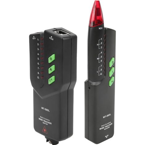 Testeur de câbles réseau WT58DL 0300m, détecteur de câbles multifonctionnel PoE silencieux et anti-interférences avec stylo lumineux rouge