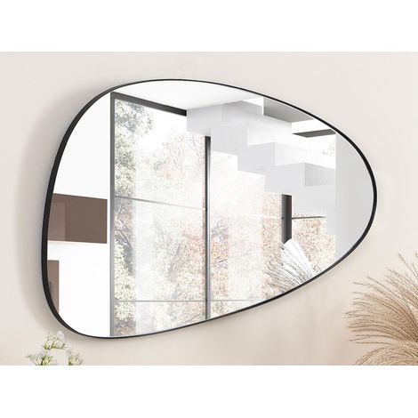 Miroir organique en métal - L. 72 x H. 35 cm - Noir - MANAROLA (1/4)