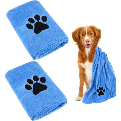 2 toallas para perros, de microfibra de 75 x 35 cm, aptas para perros pequeños, gatos y otras mascotas, días de lluvia y viajes (gris) (1/5)