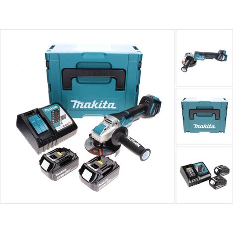 Makita DGA 519 RGJ Akku Winkelschleifer 18 V 125 mm Brushless X-Lock + 2x Akku 6,0 Ah + Ladegerät + Makpac (1/5)