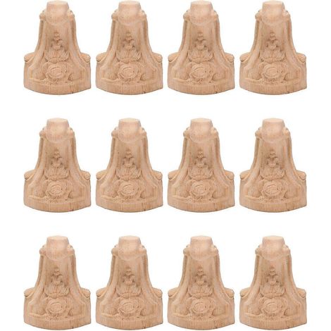 12 pieds de meubles en bois massif sculpté de style européen, 10x6 cm, adaptés aux meubles TV, chaises, etc. (1/5)