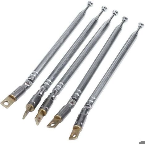5 Pcs 32cm Longueur Section Antenne Telescopique AM FM Radio 180 Degree (1/4)