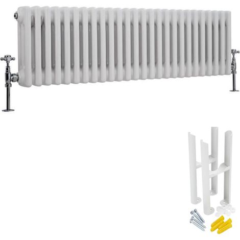 Milano Windsor White Cast Iron Style Horizontal Triple Column Radiator with Feet - 300mm x 1190mm (1/5)