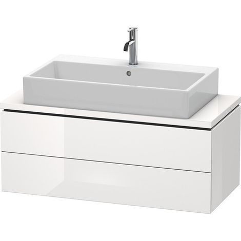 Meuble bas console L-CUBE 400x1020x477mm blanc brillant lack