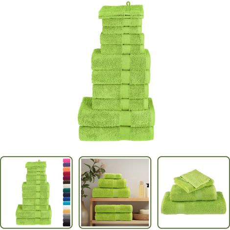 vidaXL Waschmaschinenwaschbar - 12-tlg. Premium Handtuch-Set SOLUND Apfelgrün 600 g/m² (1/5)