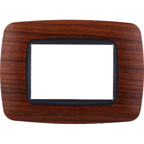 Ettroit placca compatibile Bticino Livinglight 3 moduli plastica bombata colore radica - LN88303