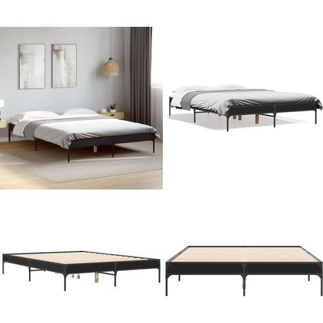 Cadre de lit sans matelas noir 120x190 cm - Cadre De Lit - Lit Double - Lit Noir - Lit Design - Meuble Chambre - Home & Living (1/5)