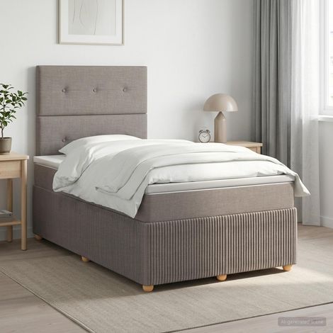 vidaXL Lit boxspring avec matelas Taupe 120 x 190 cm Tissu (1/5)