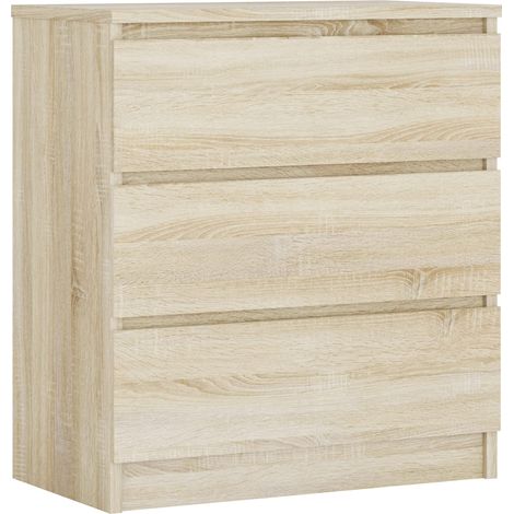 Cassettiera 3 cassetti, Rovere Sonoma, 70 x 79 x 39 cm (1/5)