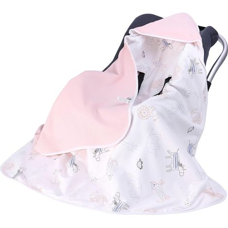 Couverture pour bébé - 90 x 90 cm - En tissu gaufré universel - Pour siège auto (1/5)