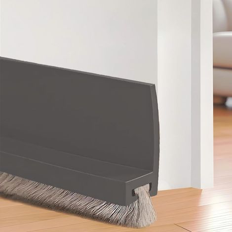 100cm Gris Brosse bas de Porte, Joint de Porte en Silicone, Calfeutrer Bas de Porte, Joint Brosse Isolation Phonique Porte (1/5)