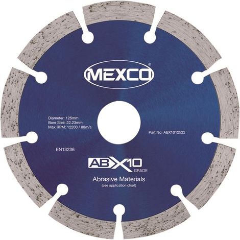 Mexco X10 Grade Diamond Blade 125mm for Abrasive Cutting (1/2)