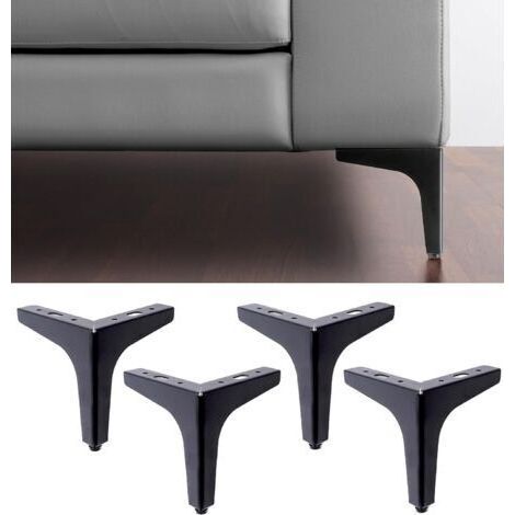 Pieds de Meuble et Canapé modèle Meta Noir - Lot de 4 Pieds en Métal - Pieds au Élégante Design pour Fauteuils et Armoires - Couleur Noir - Hauteur 130 mm (1/5)