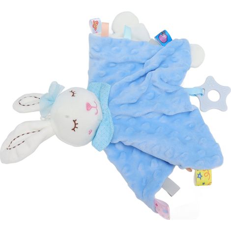 Couverture bébé douce et moelleuse aux couleurs vives, confortable et ornée d'un joli motif animalier bleu. (1/5)