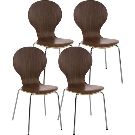 Set 4 Sedie Impilabili Diego in Legno Robusto Noce (1/5)