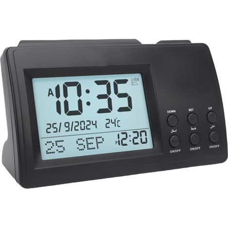 Réveil de Table Noir Écran LCD Multifonction Minimaliste Horloge Numérique Bureau pour Maison (1/5)