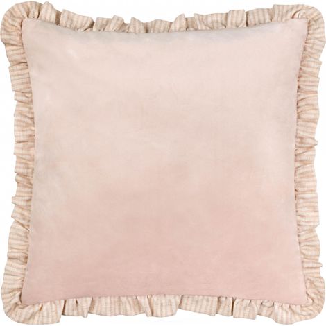 Coussin Garni De Polyester Velours Pastel Doux Bordure Rayée Oreiller Décoratif Rose 45x45cm (1/5)