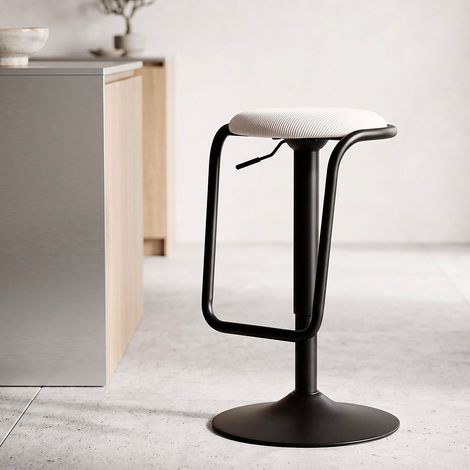 Taburete de bar regulable de 61 a 83 cm, de tela y metal, modelo Mason en blanco y negro (1/5)