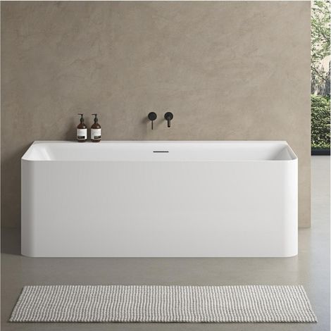 Baignoire murale blanche 170cm en acrylique Lucite® - Livrée complète