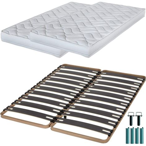 Matelas mousse + Sommier métal C310 2x90x190 Melissa - Hauteur 13 cm - Soutien ferme (1/5)