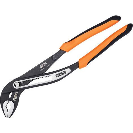 Bahco 250mm Water Pump Pliers with Cardan or Ball Joint and Dual-Component Handle, PVC-Grip Reversible Locking Pliers