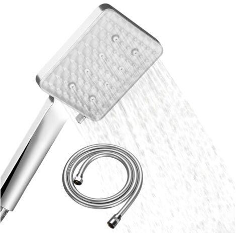 Douchette Douche Salle de Bain, Douchette amovible Tête de douche + 1.5 M Tuyau de Douche Flexible en PVC anti-torsion, Douchette à Main 6 jets pour Salle de Bain, Installation Facile (1/5)