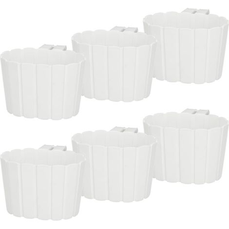 Maceta para balcón, para colgar en una barandilla, blanco rústico, 20 cm, 6 unidades
