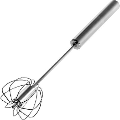 Stainless Steel Rotating Whisk, Milk Frother, Multipurpose Hand Whisk, Manual Whisk for Mixing, Eggs, Sauces, Whisk, Hand Mixer (Small) (1/5)