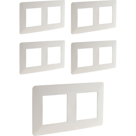 Zenitech – Lot de 5 plaques de finition horizontales blanches – Montage facile sur mécanismes modulables – Design épuré pour installations électriques