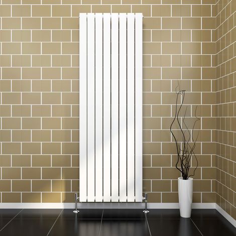 ELEGANT 1800x608mm Designer Vertical Radiator Double Flat Panel White Column Central Heating with White Thermostatic Radiator Valves (1/5)