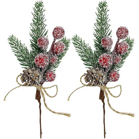 Stück Weihnachtsbaum-Beeren-Kieferndekor, künstliche Beeren-Kiefernkranz, DIY-Verzierung-15x5cm-Red (1/3)