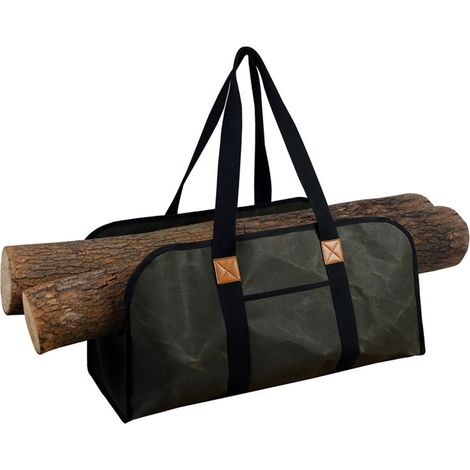 Sac de Transport à Bois en Toile Cirée, Grand Sac de Stockage pour Bûches Portable avec Poignée