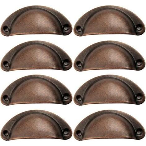 8 Pcs Poignée de Coquille, Poignée Coquille Rétro, Tiroir Poignée, Poignée de Meubles, pour Penderies, Armoire, Tiroirs (Rouge antique) (1/4)
