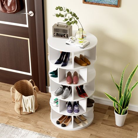 MEUBLIV Drehbares Schuhregal 60x60x115 cm Weiß – 5 Ebenen (1/5)