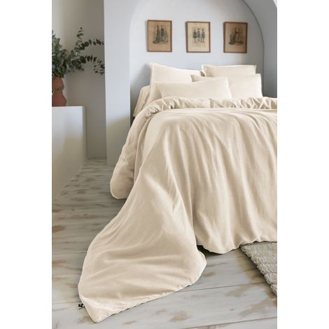 Housse de couette 140 x 200 cm – Lyocell Uni – LYSANDRE – Pampa (1/5)