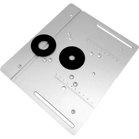 Plaque à encastrer 2 en 1 pour table de fraisage en alliage d'aluminium plateau basculant pour établi menuiserie défonceuse affleureuse argenté (1/5)