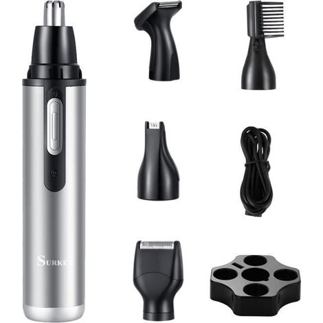 SURKER Tondeuse Nez Oreilles Rasoir -Sourcils et Soins du Visage pour Hommes et Femmes, à Piles, Étanche (1/4)