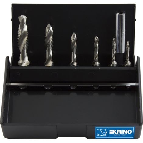 KRINO 19020213 Set 7 Pezzi Punta Maschio HSS con Attacco Esagonale 1-4 per Acciaio e Metalli colore Nero (1/2)