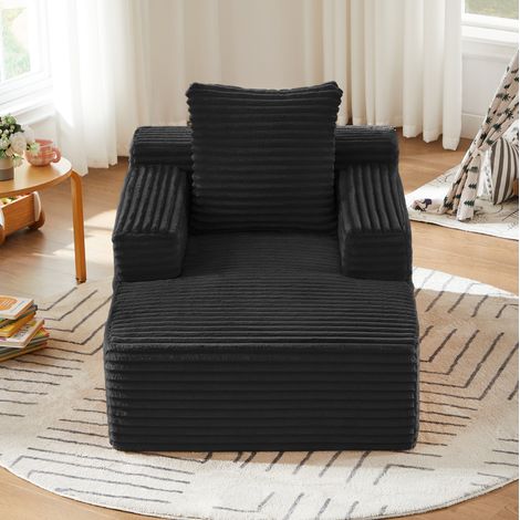 Canapé chaiselongue en velours côtelé moderne avec fonction relax sans montage (1/5)
