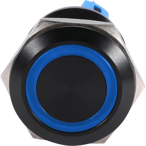 Interrupteur à bouton poussoir étanche 22mm 12V-24V avec verrouillage automatique et LED bleue (1/5)