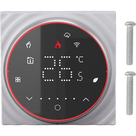 Smart Home Thermostat APP Voice Control Programmable High Accuracy Dry Contact Wall Hanging Furnace WiFi Thermostat for Boiler Heating AC 95V to 240V Black