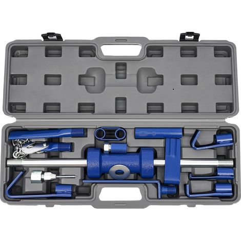 Mango dentado tipo martillo, construcción de metal resistente, caja de herramientas portátil, azul y plateado. (1/2)