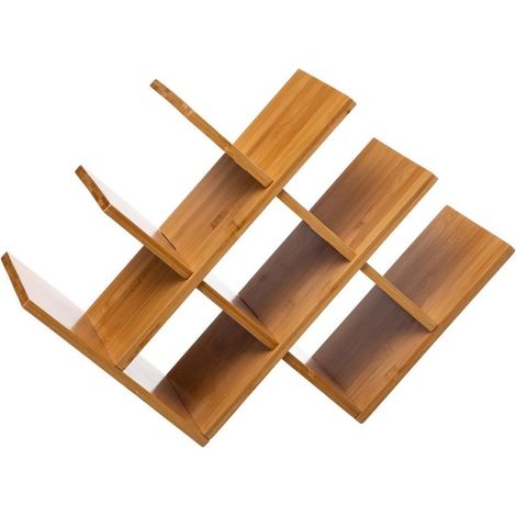 Range-bouteilles, étagère à bouteilles en bambou coloris naturel - Longueur 46,5 x Profondeur 16,5 x Hauteur 32 cm -PEGANE- (1/2)