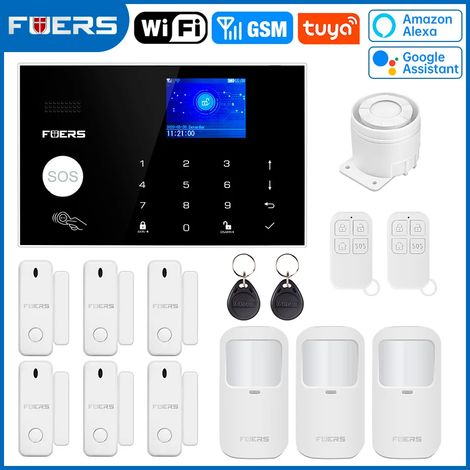 (Pack 6) Système d'alarme de sécurité domestique sans fil Wi-Fi GSM, compatible avec le contrôle via application. (1/5)