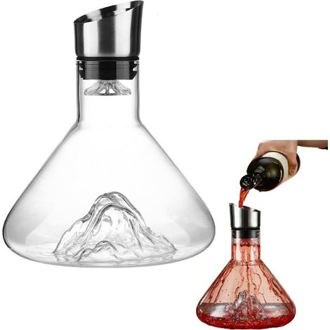 Carafe à Vin - 1,5L - Cristal - Aérateur Cascade et Filtre - Pour Rouge Blanc Rosé (1/5)