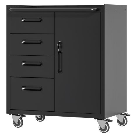 Stabiler Metall-Werkzeugschrank mit Rollen – 75 × 42 × 88 cm, Schwarz/Grau, für Garage, Büro & Haushalt 
On-Site